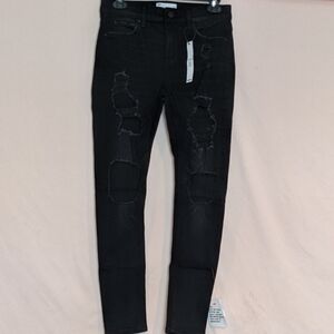 ASOS Black Ripped Distressed Spray On Black Skinny Jeans